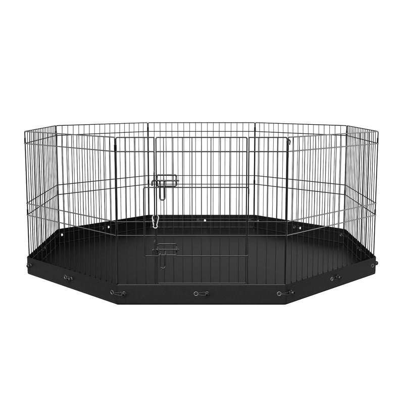 VEVOR Salokāms metāla suņu voljers ar 8 paneļiem un apakšējo paklāju, augstums 61 cm, ar zemes enkurstieņiem, paredzēts maziem un vidējiem mājdzīvniekiem lietošanai telpās un ārā – kempingam, pagalmam