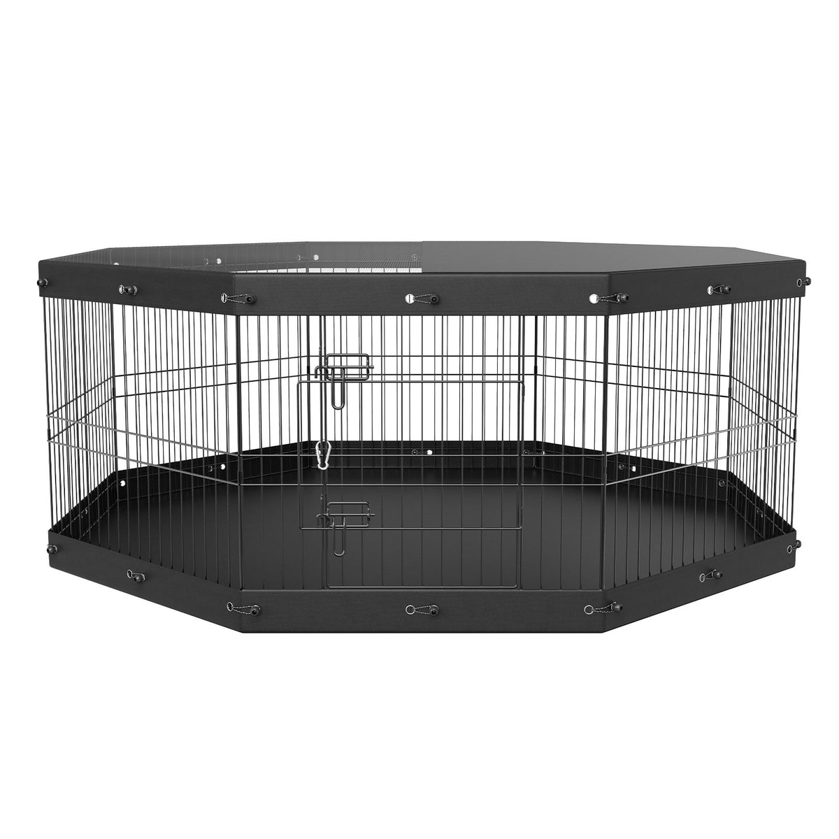 VEVOR salokāms metāla suņu aploks ar pārsegu un paklāju, 8 paneļi, 61 cm