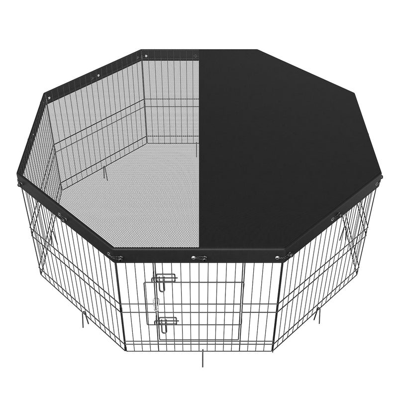 VEVOR Salokāms metāla suņu voljers ar 8 paneļiem un augšējo pārsegu, augstums 61 cm, ar zemes enkurstieņiem, paredzēts maziem un vidējiem mājdzīvniekiem lietošanai telpās un ārā – kempingam, pagalmam