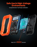 VEVOR digitālais multimetrs, 6000 vienību TRMS maiņstrāvas un līdzstrāvas voltmetrs/ampērmetrs, profesionāls NCV multimetrs sprieguma, strāvas, pretestības, kapacitātes, darba cikla, temperatūras, diodes, nepārtrauktības un fāzes vadītāja pārbaudei