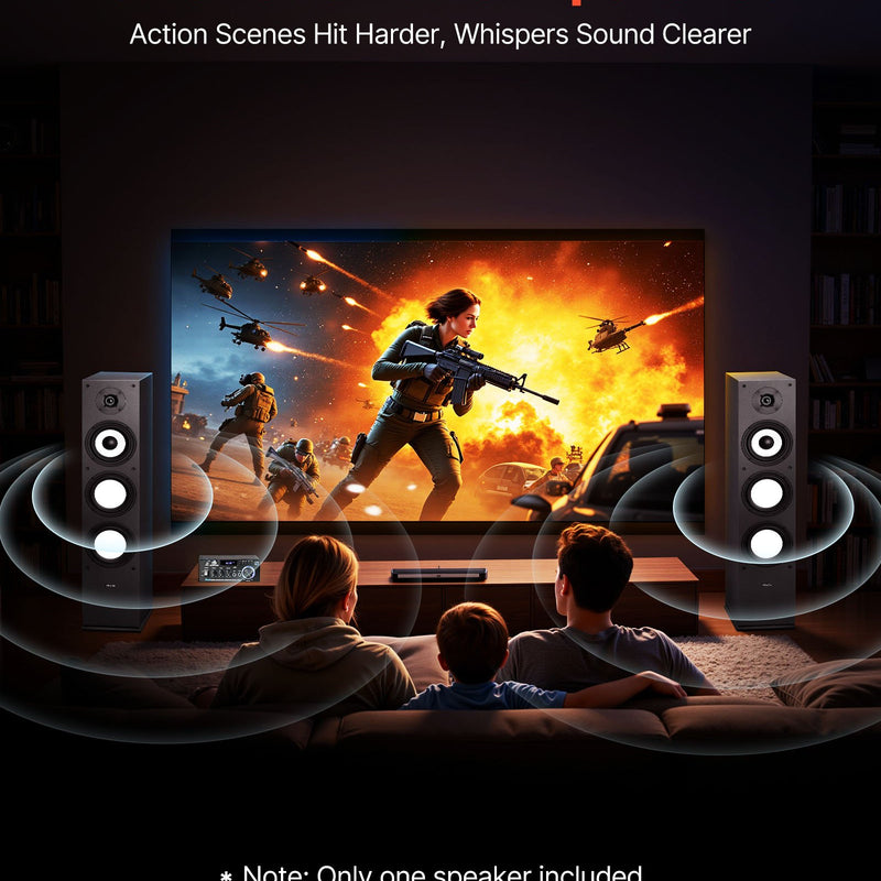 VEVOR 2-ceļu grīdas skaļrunis ar 25,4 mm tviteri, 165,1 mm zemo frekvenču skaļruni, 200 W maksimumjaudu un MDF korpusu, 70–20 000 Hz, viens gabals