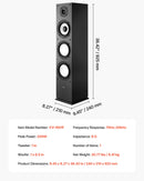 VEVOR 2-ceļu grīdas skaļrunis ar 25,4 mm tviteri, 165,1 mm zemo frekvenču skaļruni, 200 W maksimumjaudu un MDF korpusu, 70–20 000 Hz, viens gabals