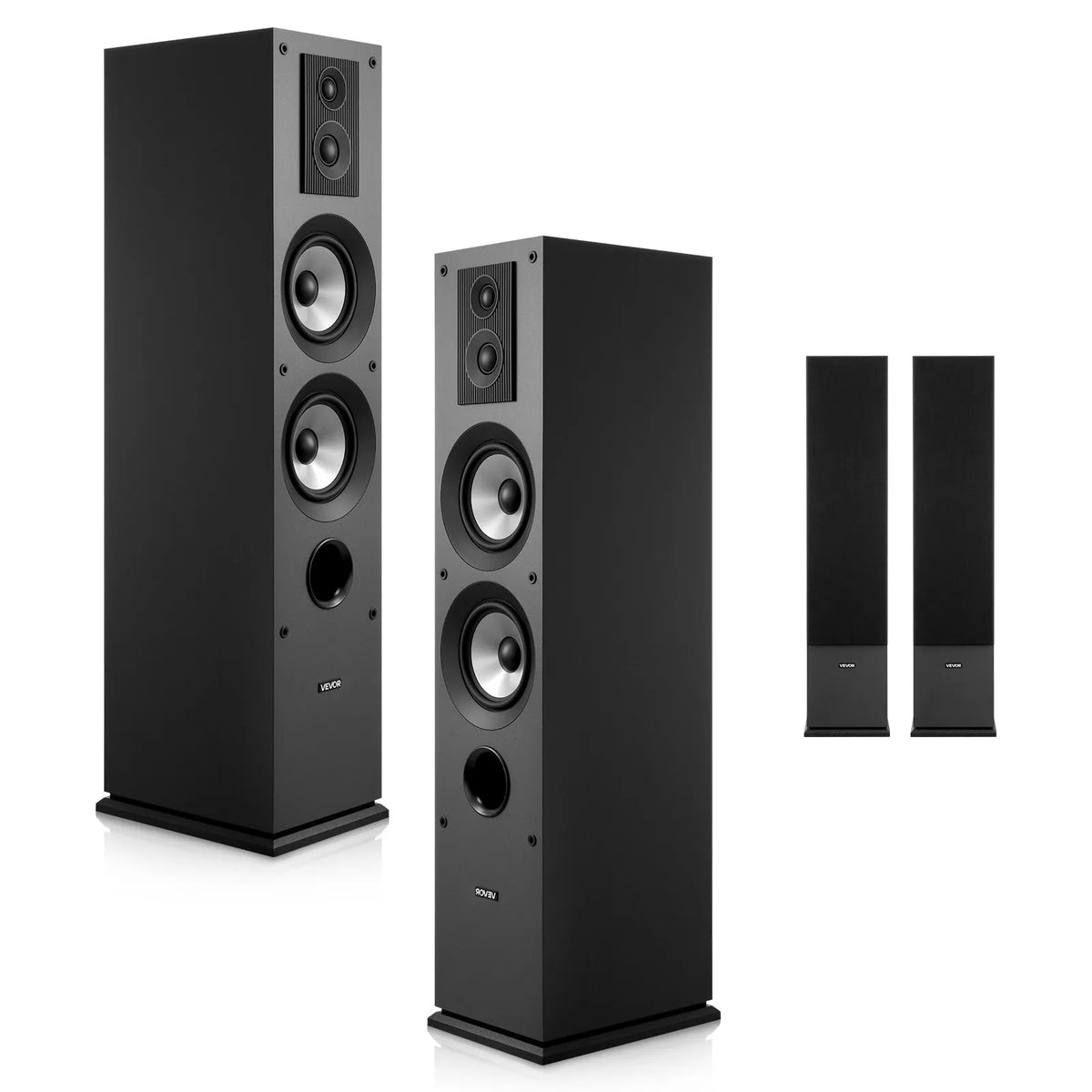 VEVOR Floor Speakers 3-Way, 145 W, 70 Hz–20 kHz, MDF Cabinet, Pair