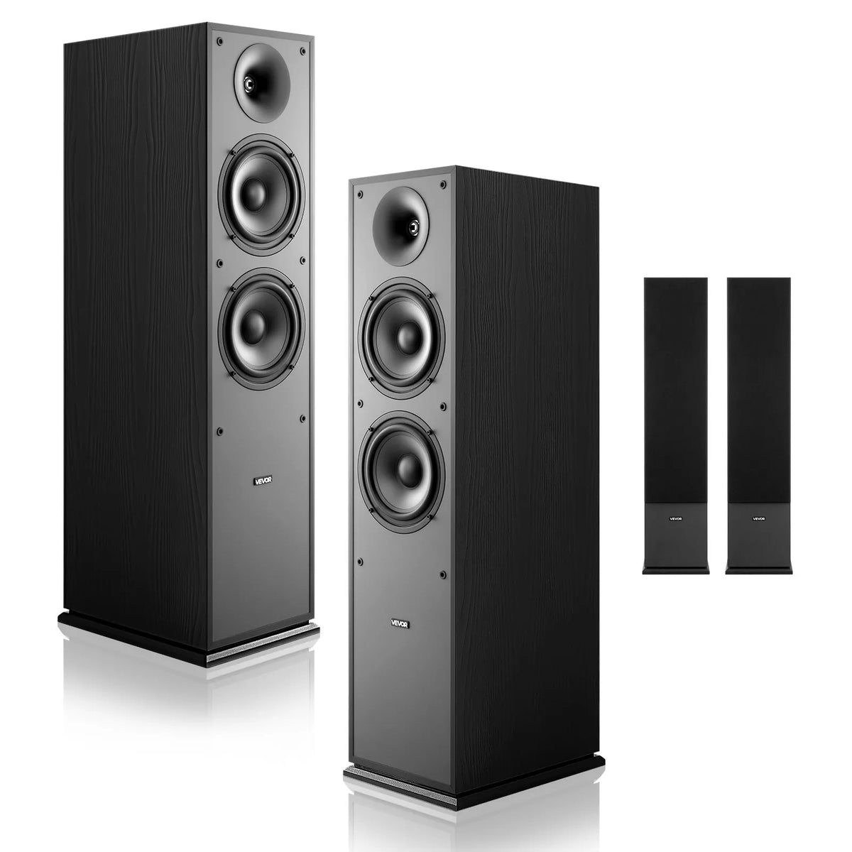 VEVOR Floor Speakers 2-Way, 400 W, 2 × 165 mm Subwoofer, 65 Hz–20 kHz, MDF Cabinet, Pair