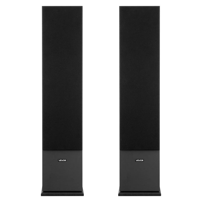 VEVOR grīdas skaļruņi, 2-ceļu torņa tipa skaļruņi ar 25.4 mm augstfrekvences skaļruni un diviem 165.1 mm zemfrekvences skaļruņiem, 400 W maksimumjauda, 65 Hz–20 kHz frekvenču diapazons, izturīgs MDF korpuss, pāris