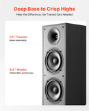 VEVOR grīdas skaļruņi, 2-ceļu torņa tipa skaļruņi ar 25.4 mm augstfrekvences skaļruni un diviem 165.1 mm zemfrekvences skaļruņiem, 400 W maksimumjauda, 65 Hz–20 kHz frekvenču diapazons, izturīgs MDF korpuss, pāris