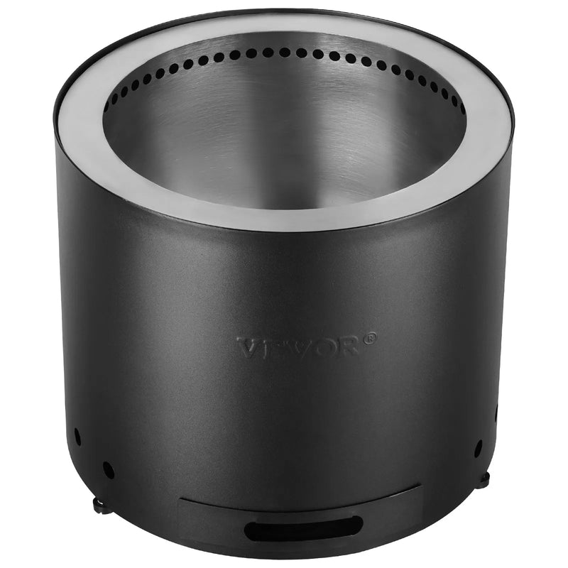 VEVOR bezdūmu ugunskura krāsns 38 cm diametrā un 32 cm augstumā, malkas kurināma, ar noņemamu pelnu trauku, SUS430 nerūsējošā tērauda iekšpusi, pārnēsājama, piemērota terasēm un kempingiem