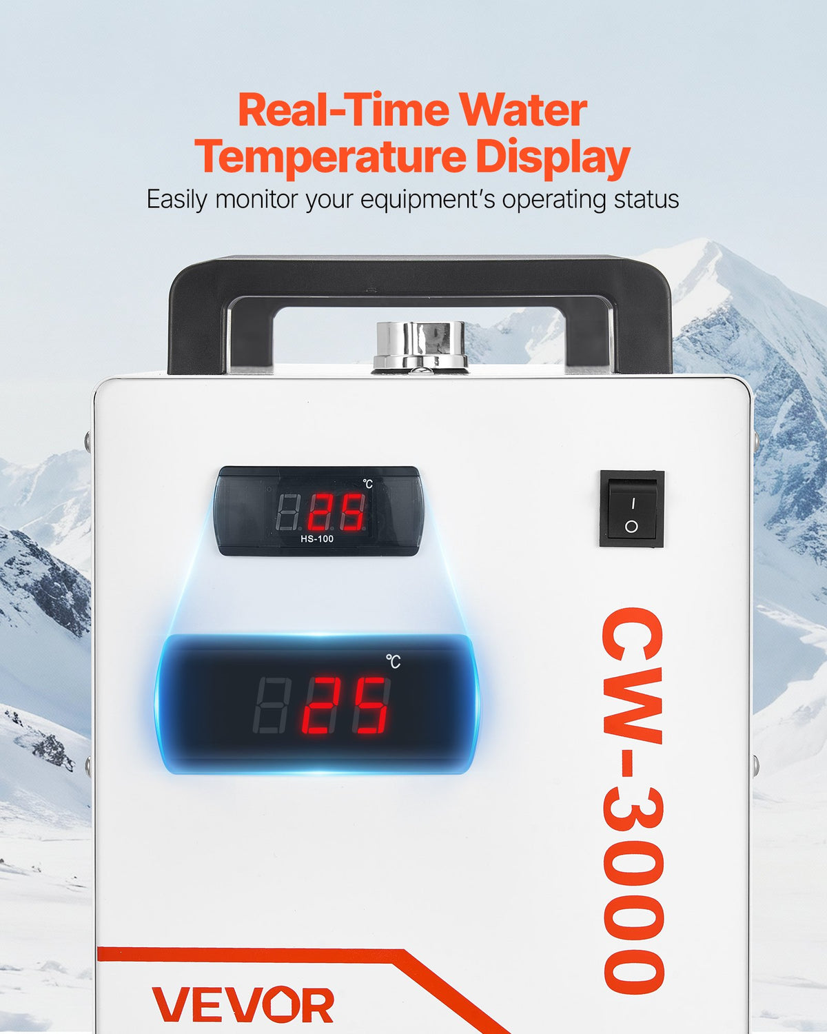 VEVOR Industrial Water Chiller CW-3000, 9 L Tank, 10 L/min, for Laser Equipment up to 65 W