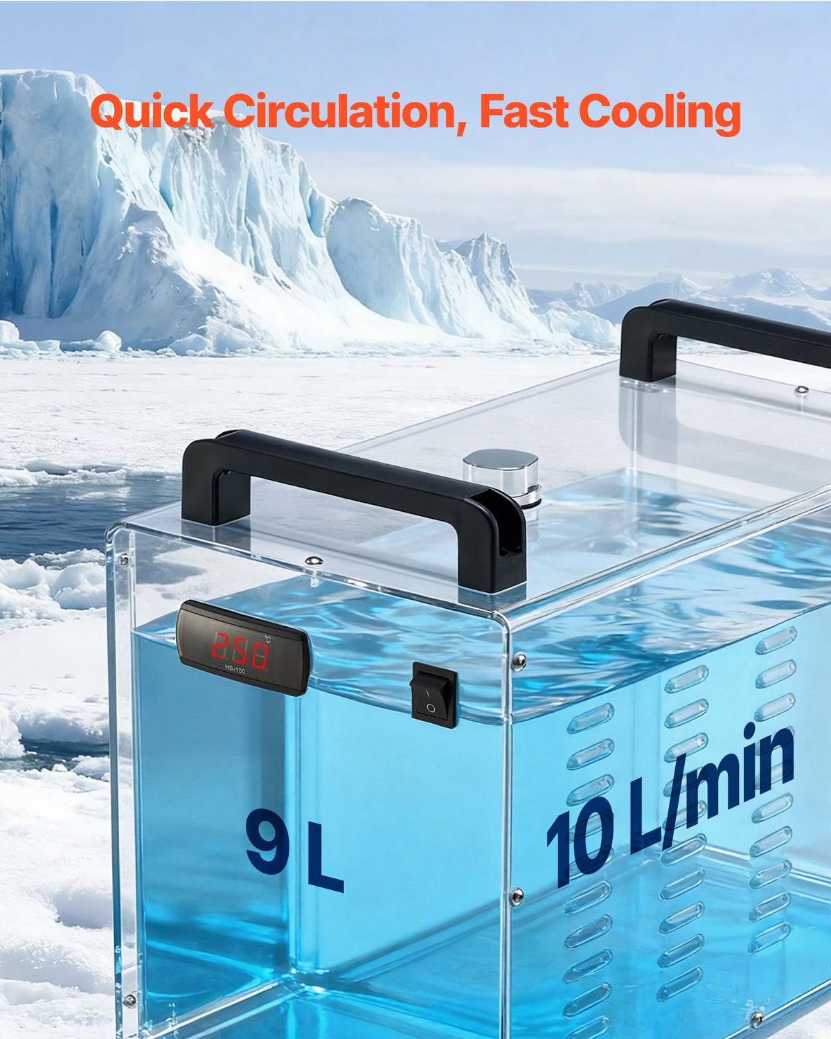 VEVOR Industrial Water Chiller CW-3000, 9 L Tank, 10 L/min, for Laser Equipment up to 65 W