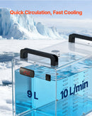 VEVOR industriālais ūdens dzesētājs CW-3000, industriāla ūdens dzesēšanas sistēma ar 9 l tvertnes ietilpību, maksimālais plūsmas ātrums 10 l/min, dzesēšanas iekārta ar augstas veiktspējas ventilatoru, paredzēta 65 W lāzera gravēšanas un griešanas iekārtām