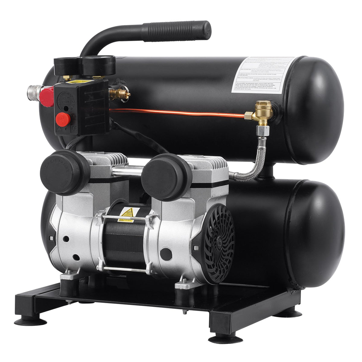 VEVOR Oil-Free Portable Silent Air Compressor, 4.6 L, 5.3 L/min at 6.2 bar, 125 bar Maximum, Compact Design