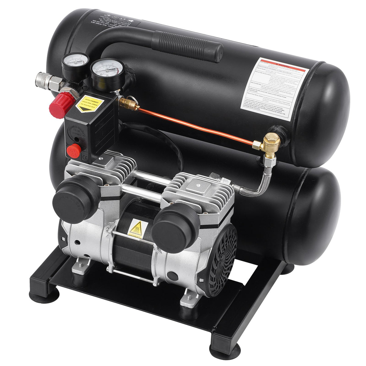 VEVOR Oil-Free Portable Silent Air Compressor, 4.6 L, 5.3 L/min at 6.2 bar, 125 bar Maximum, Compact Design
