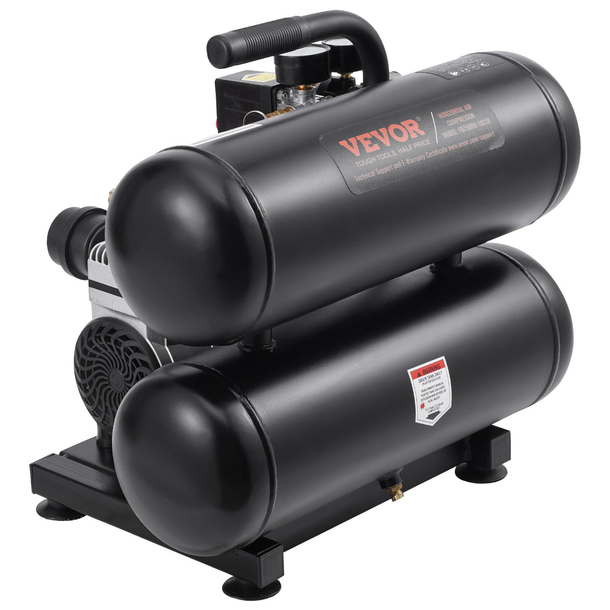 VEVOR Oil-Free Portable Silent Air Compressor, 4.6 L, 5.3 L/min at 6.2 bar, 125 bar Maximum, Compact Design
