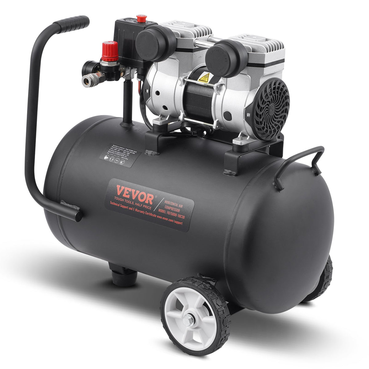 VEVOR Compact Portable Oil-Free Air Compressor, 30 L, 6.2 bar