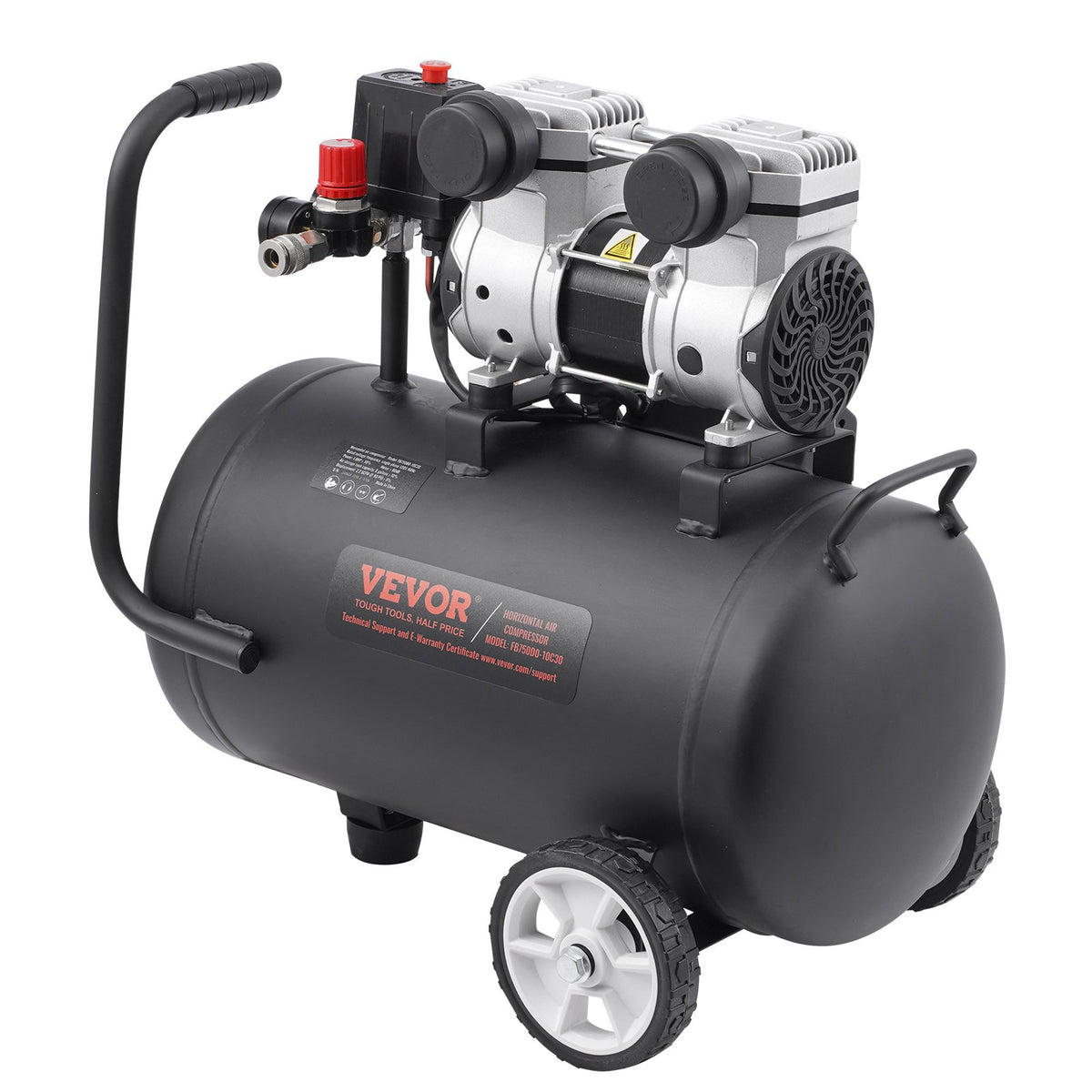 VEVOR Compact Portable Oil-Free Air Compressor, 30 L, 6.2 bar