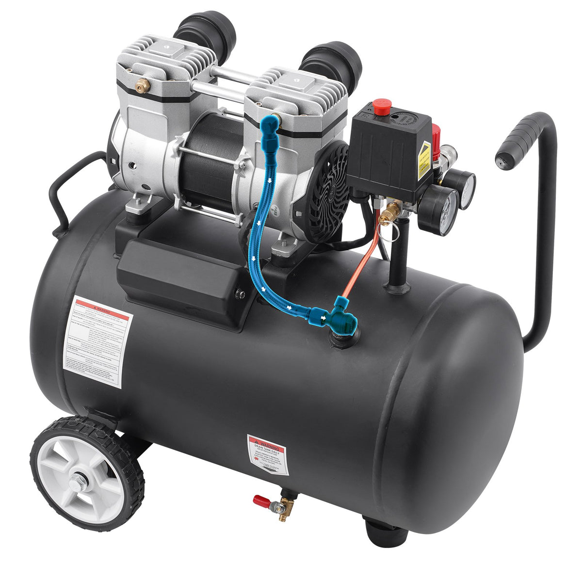 VEVOR Compact Portable Oil-Free Air Compressor, 30 L, 6.2 bar