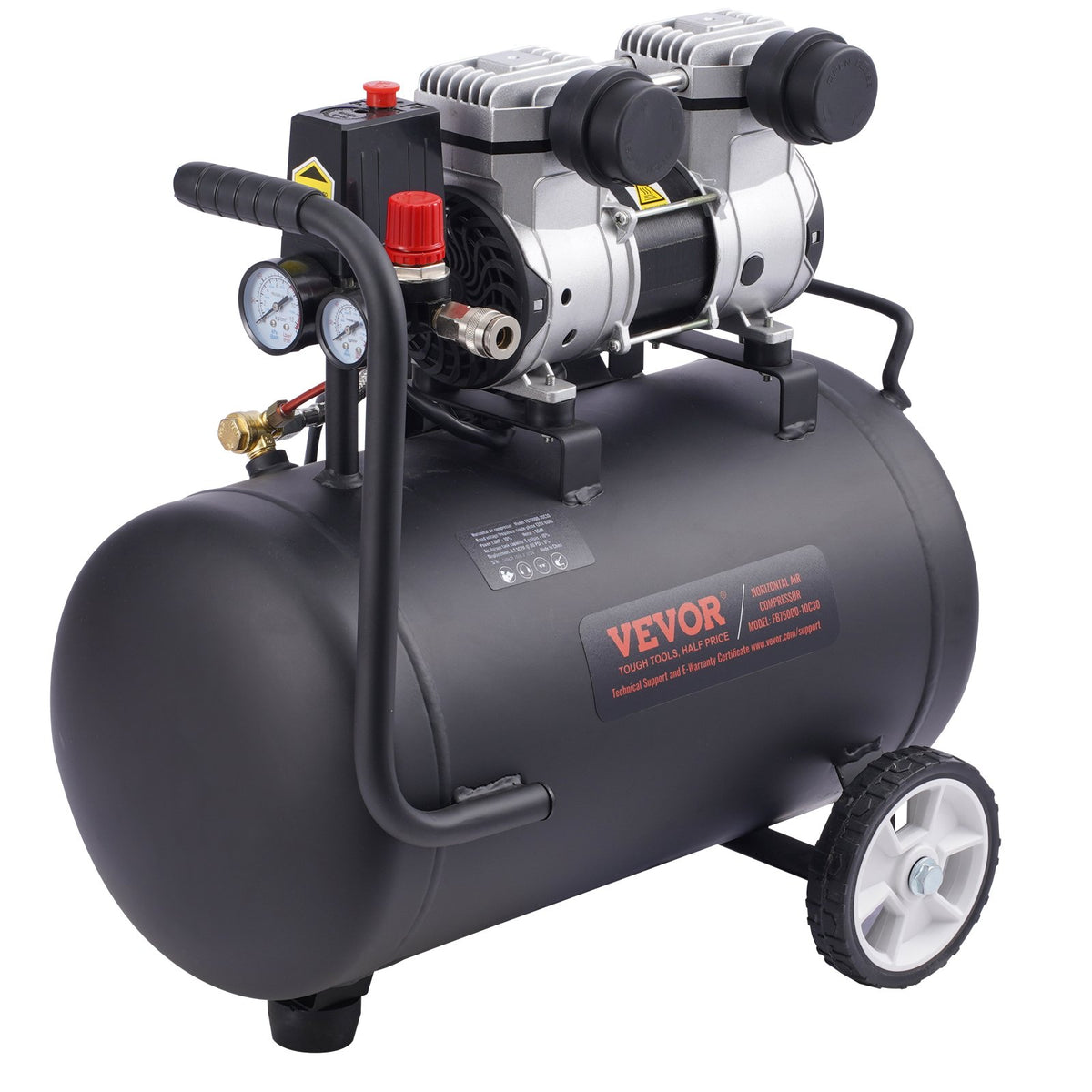 VEVOR Compact Portable Oil-Free Air Compressor, 30 L, 6.2 bar