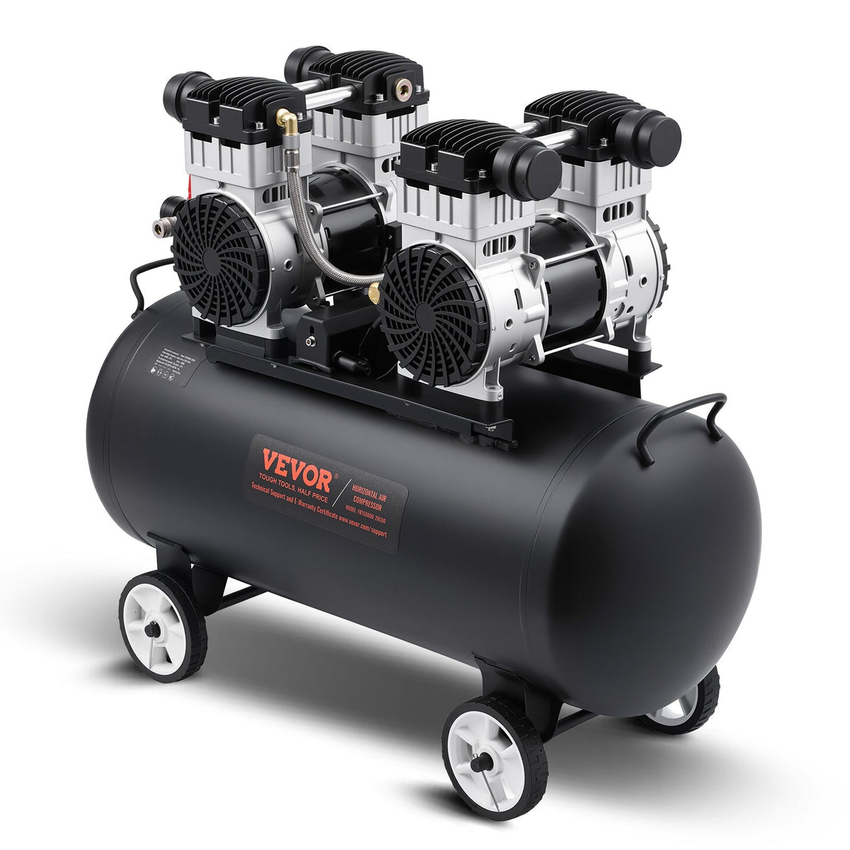VEVOR Compact and Portable Oil-Free Air Compressor, 75 L, 6.2 bar (90 PSI)