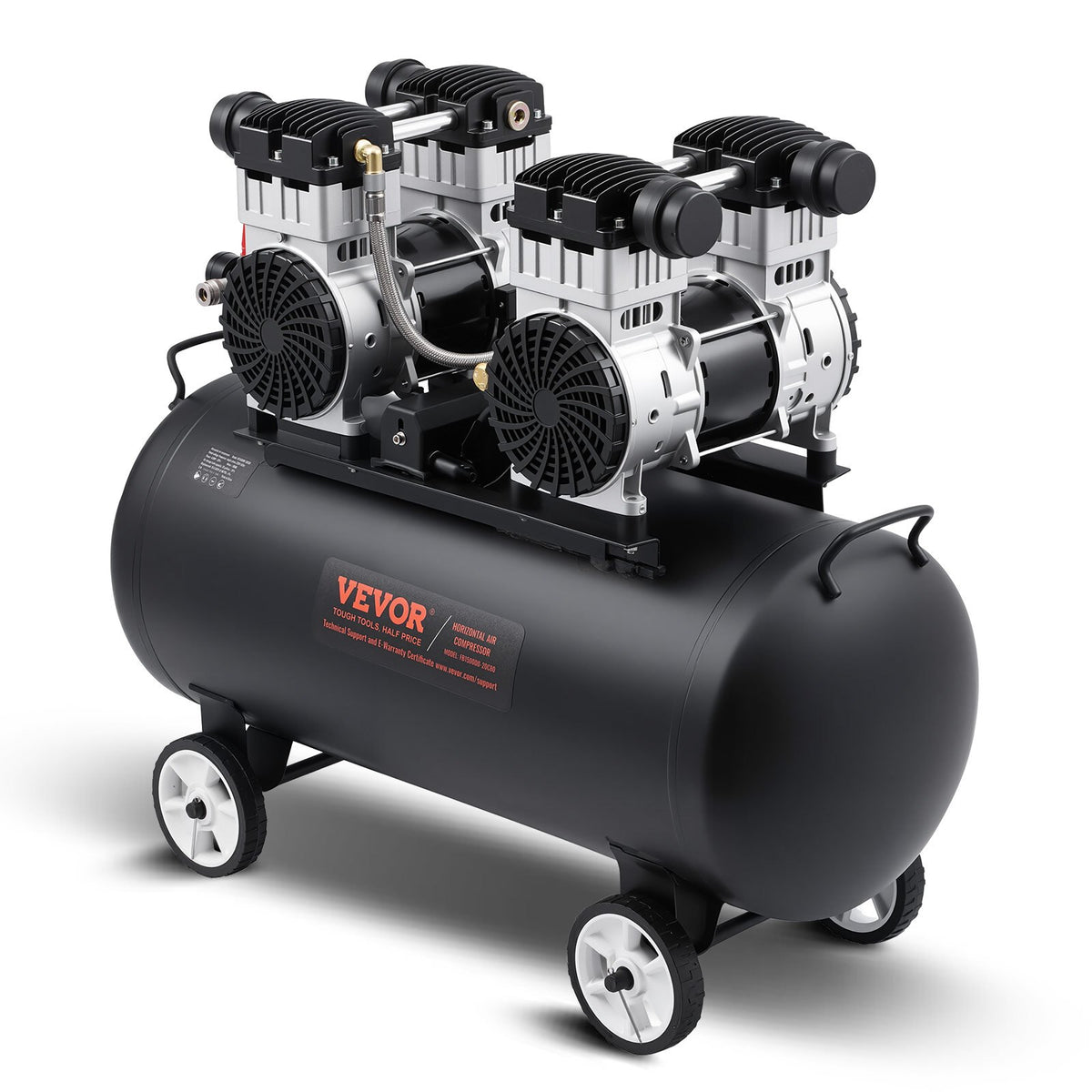 VEVOR Compact and Portable Oil-Free Air Compressor, 75 L, 6.2 bar (90 PSI)