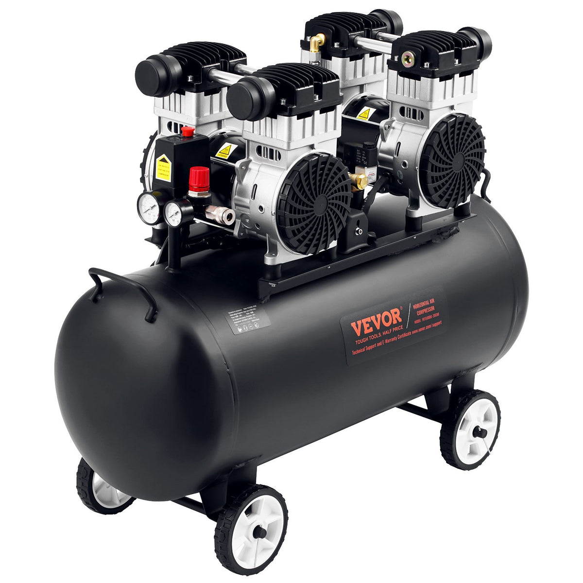 VEVOR Compact and Portable Oil-Free Air Compressor, 75 L, 6.2 bar (90 PSI)