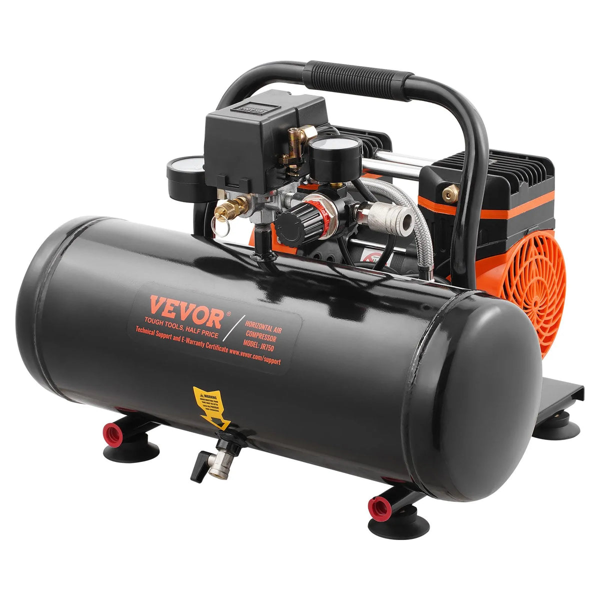 VEVOR õlivaba õhukompressor 7,6 l, 1 ZS, 71 l/min, maksimaalne rõhk 8 bar, eriti vaikne (81 dB) kompressor rehvide täispumpamiseks, värvimiseks ja remonditöödeks