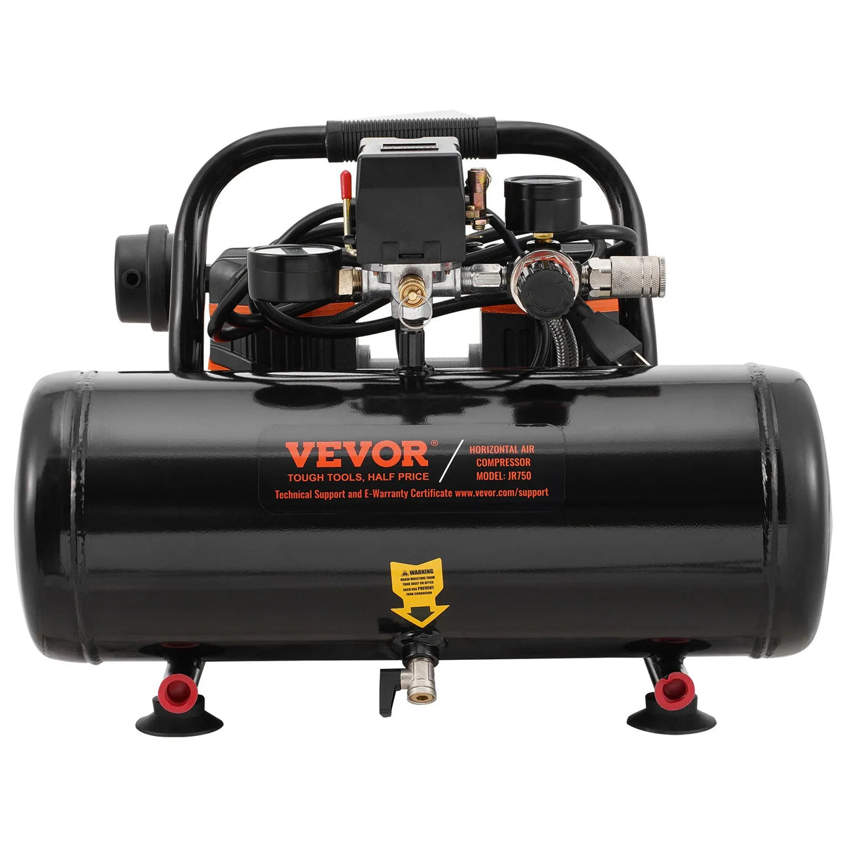 VEVOR õlivaba õhukompressor 7,6 l, 1 ZS, 71 l/min, maksimaalne rõhk 8 bar, eriti vaikne (81 dB) kompressor rehvide täispumpamiseks, värvimiseks ja remonditöödeks