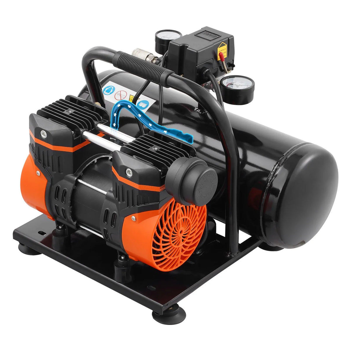 VEVOR õlivaba õhukompressor 7,6 l, 1 ZS, 71 l/min, maksimaalne rõhk 8 bar, eriti vaikne (81 dB) kompressor rehvide täispumpamiseks, värvimiseks ja remonditöödeks