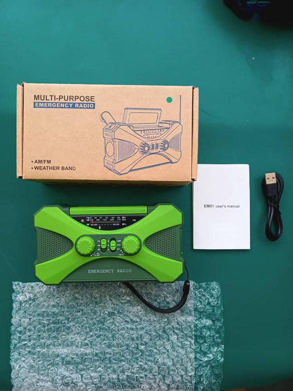 Радиоприемник Daudzfunkcionāls avārijas ar iebūvētu 2000 mAh akumulatoru - AM/FM, laikapstākļu josla, USB uzlāde