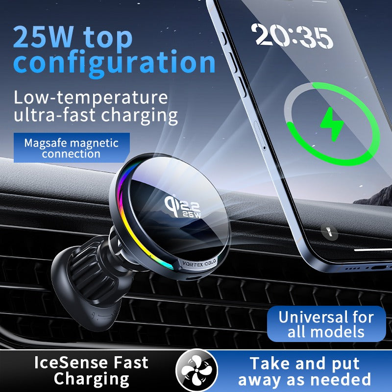 F100/S6 Magnetic Car Phone Holder with 15W Wireless Fast Charging and Cooling