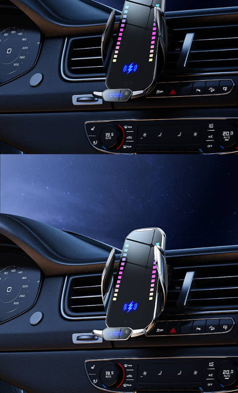 ⚡ T28 Auto Telefona Turētājs ar Bezvadu Uzlādi – Automātisks Sensors un Stingra Fiksācija