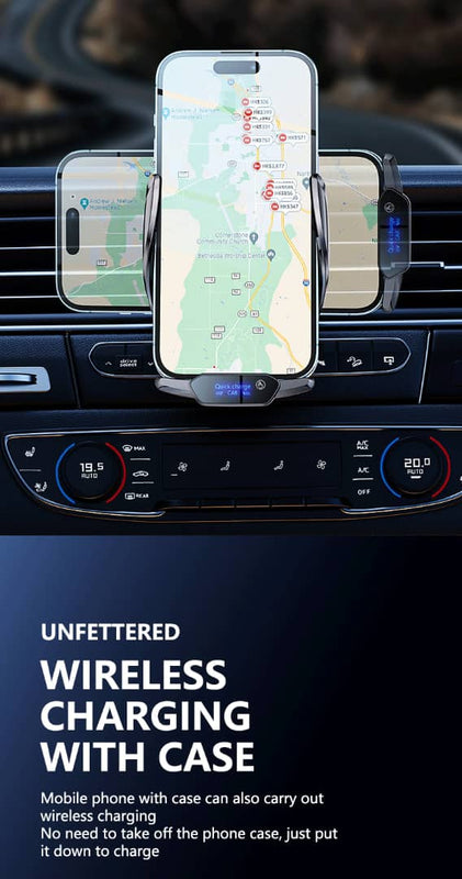 ⚡ T28 Auto Telefona Turētājs ar Bezvadu Uzlādi – Automātisks Sensors un Stingra Fiksācija