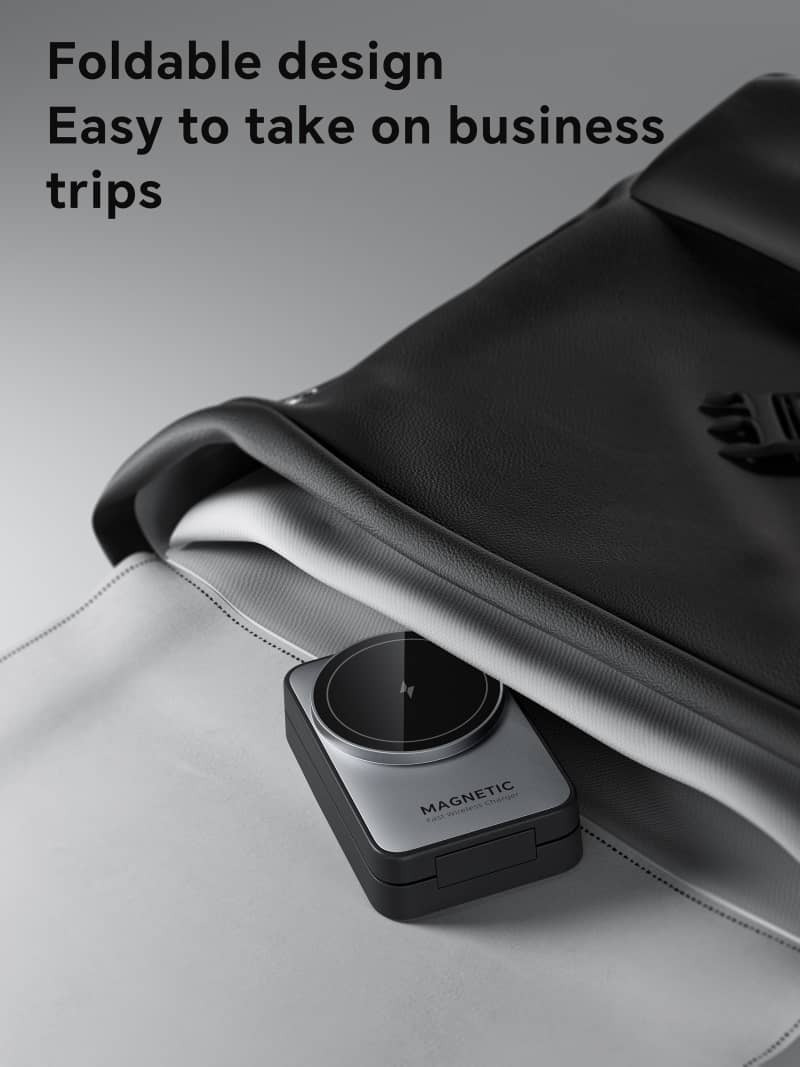 W91 Foldable 3-in-1 Magnetic Wireless Charger with Night Light (Qi2, 15W) MagSafe