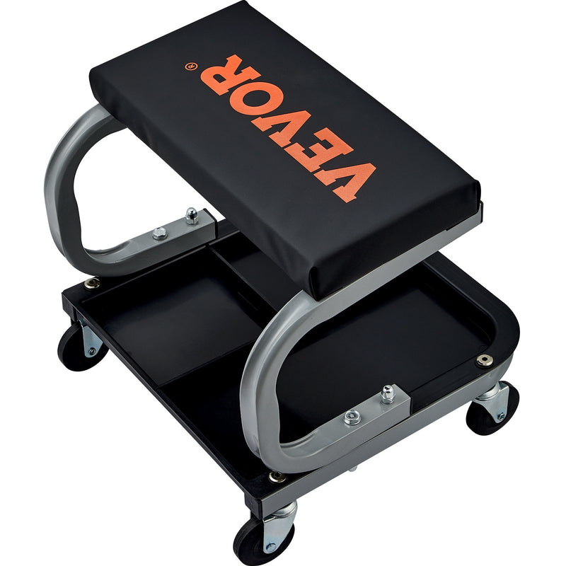 VEVOR mehāniķa garāžas krēsls ar instrumentu paplāti, 113 kg slodzes kapacitāte