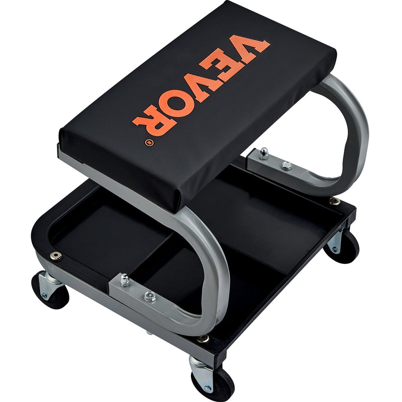 VEVOR mehāniķa garāžas krēsls ar instrumentu paplāti, 113 kg slodzes kapacitāte