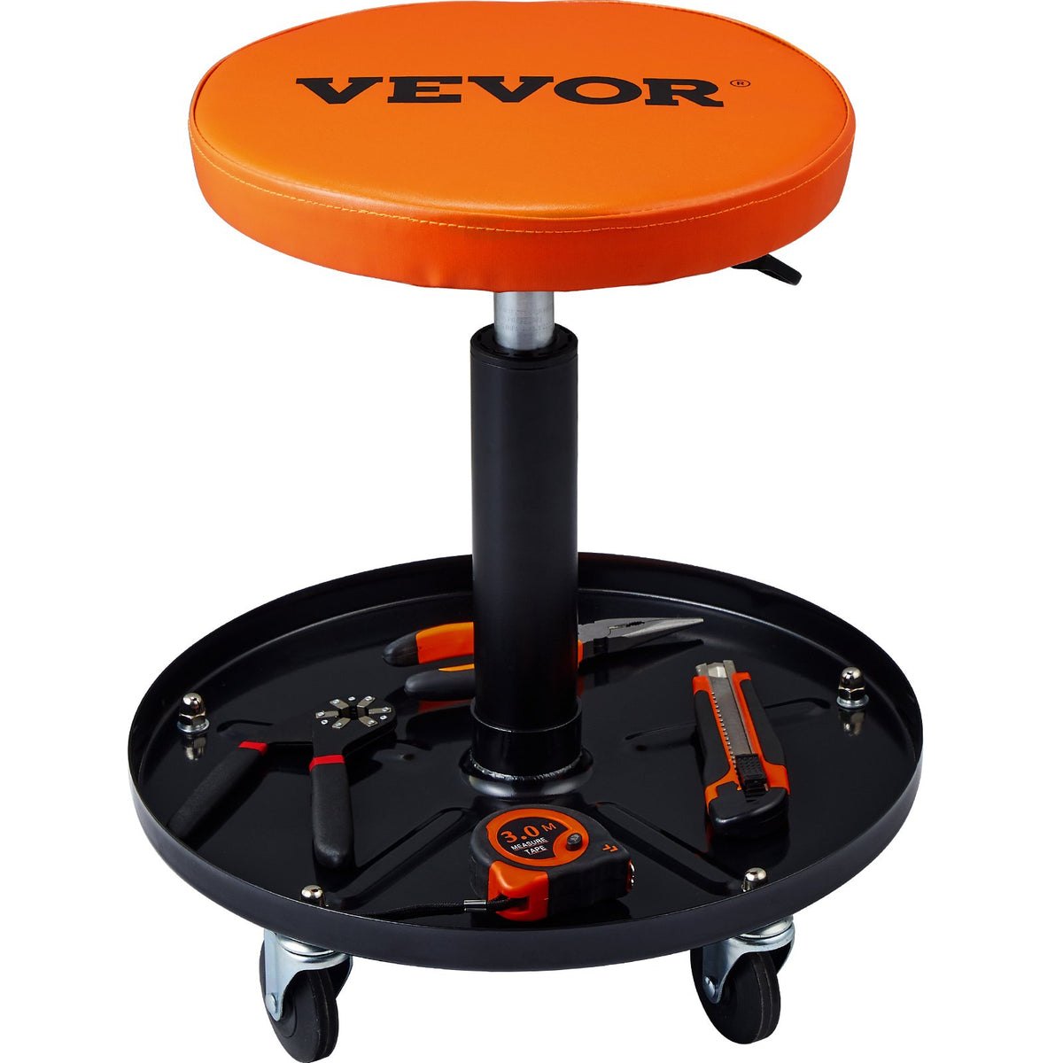 VEVOR Rolling Pneumatic Mechanic's Chair with Adjustable Height and Tool Tray