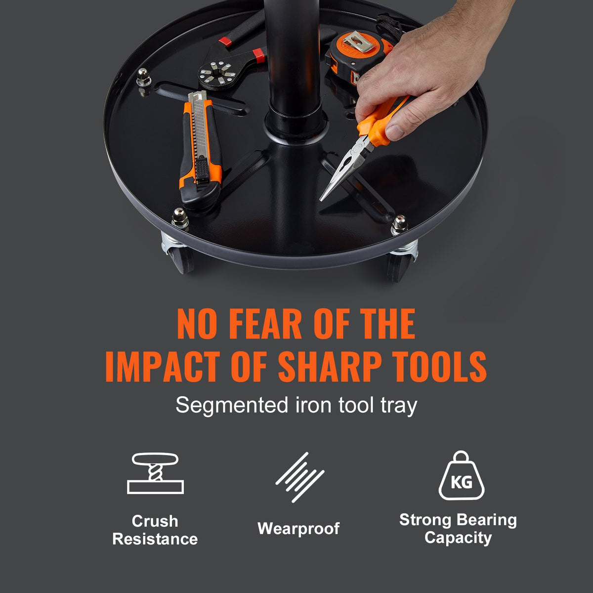 VEVOR Rolling Pneumatic Mechanic's Chair with Adjustable Height and Tool Tray