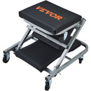 VEVOR Z-veida 2 vienā saliekama auto remonta guļamplatforma un sēdeklis, zema profila mehāniķa platforma ar 6 riteņiem, 136 kg, melna