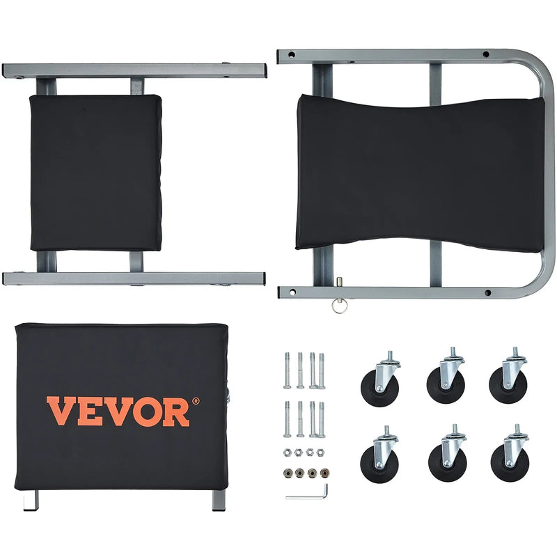 VEVOR Z-veida 2 vienā saliekama auto remonta guļamplatforma un sēdeklis, zema profila mehāniķa platforma ar 6 riteņiem, 136 kg, melna