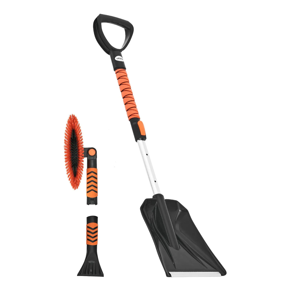 VEVOR Extendable 107 cm Snow Removal Tool with 180° Rotating Brush Head, Non-Slip Handle and Ice Scraper, Suitable for Cars, Vans and SUVs