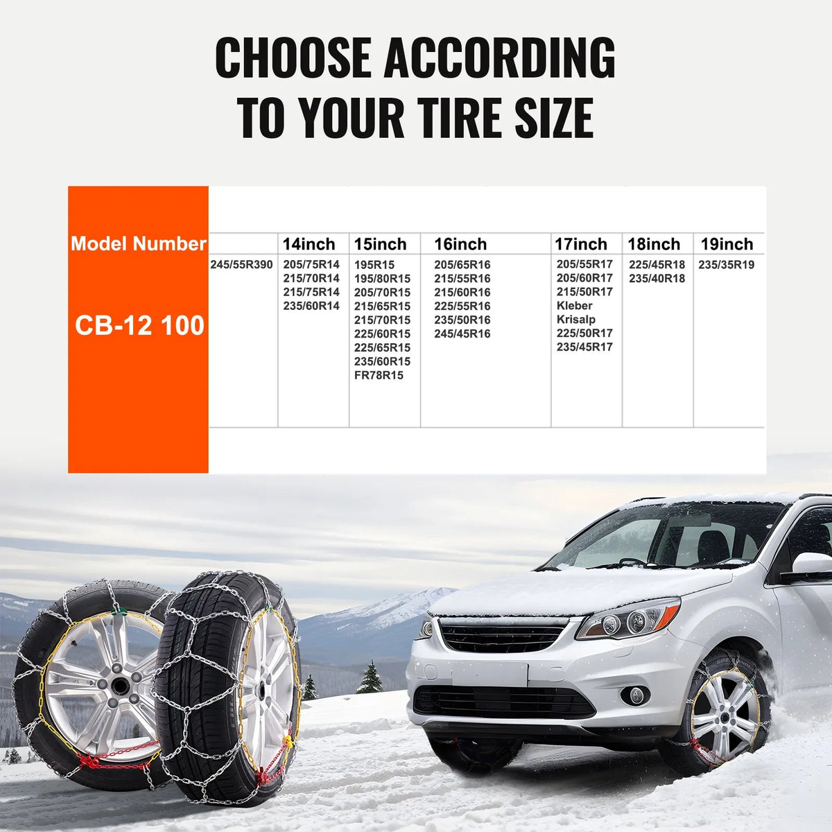 Snow chains, manganese steel, traction tyre chains, silver, 2 pcs