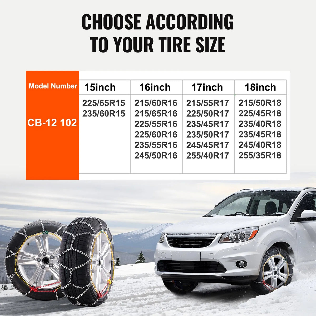 Snow chains, manganese steel, traction, tyres, silver, 2 pcs