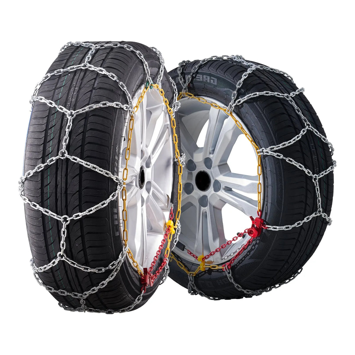 Snow chains, manganese steel, 2 pcs, traction, silver