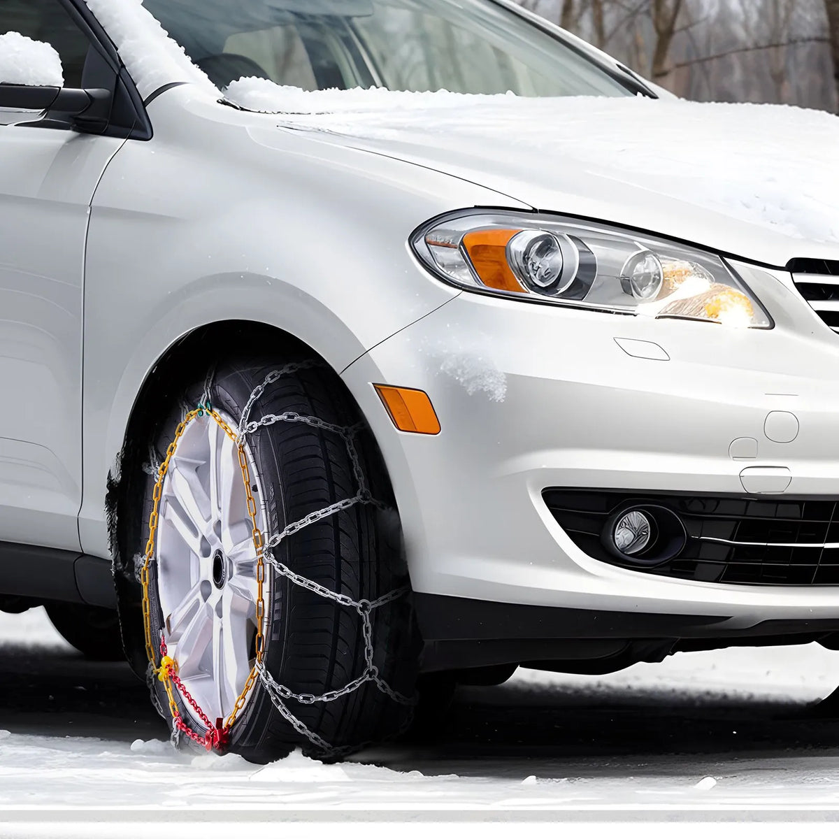 Snow chains, manganese alloy steel, 2 pcs, traction chains, silver