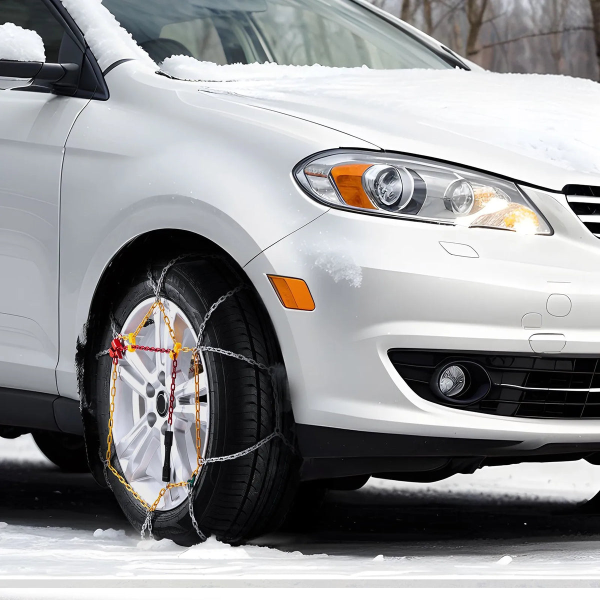 Snow Tyre Chains, Manganese Steel, Traction, Silver, 2 pcs VEVOR