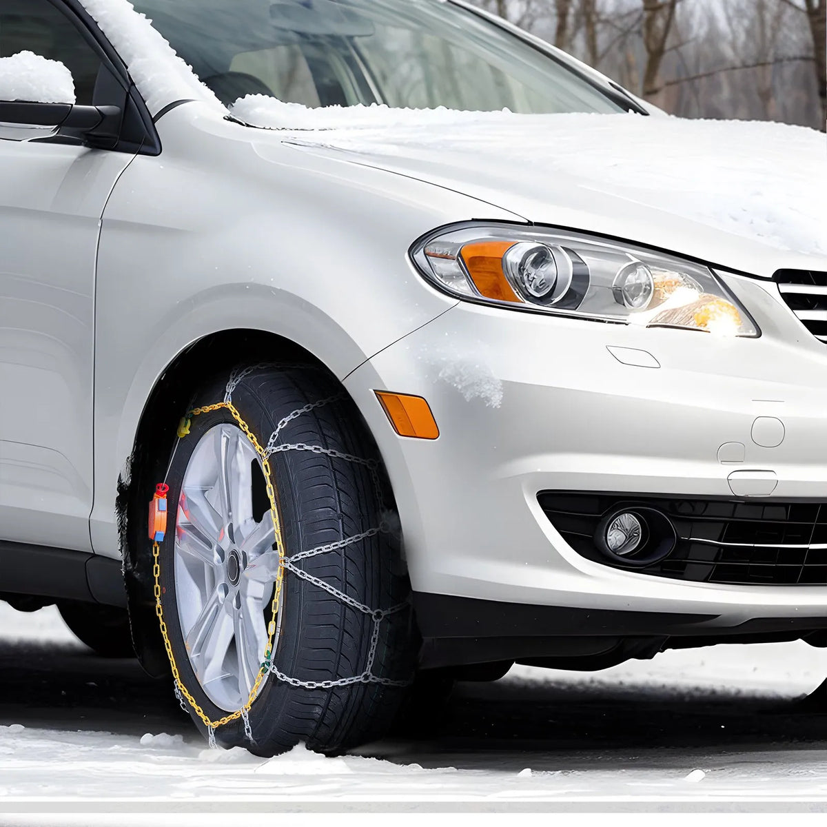 Snow chains, manganese steel, traction, tyres, silver, 2 pcs