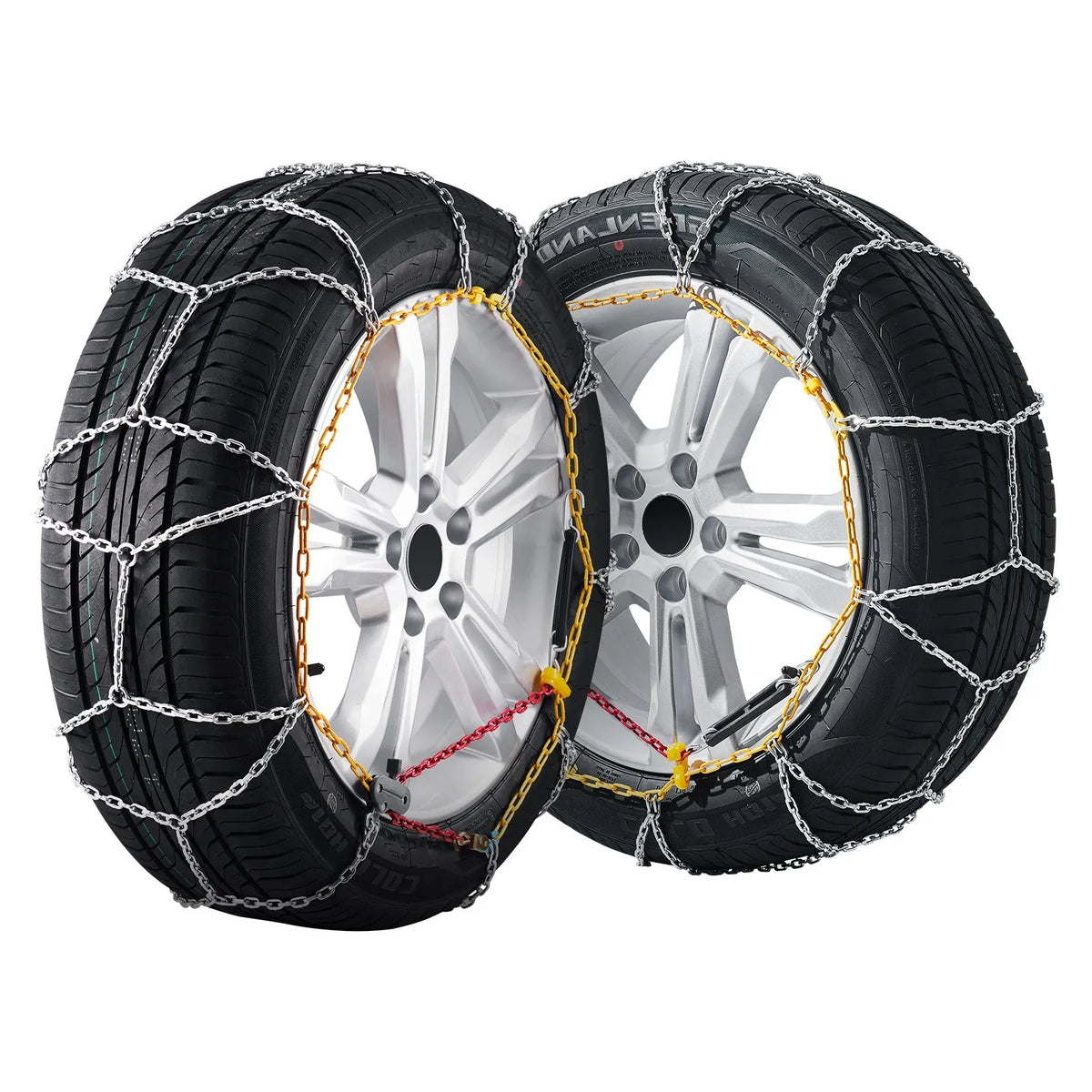 Snow chains, manganese steel, traction, silver, 2 pcs