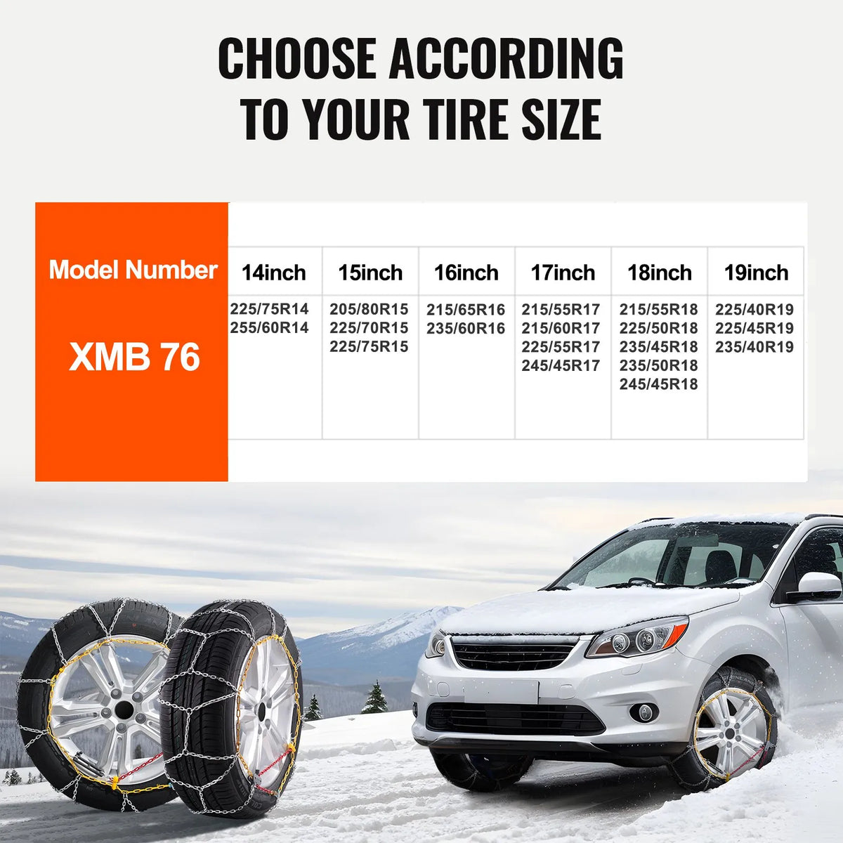 Snow chains, manganese steel, traction, silver, 2 pcs
