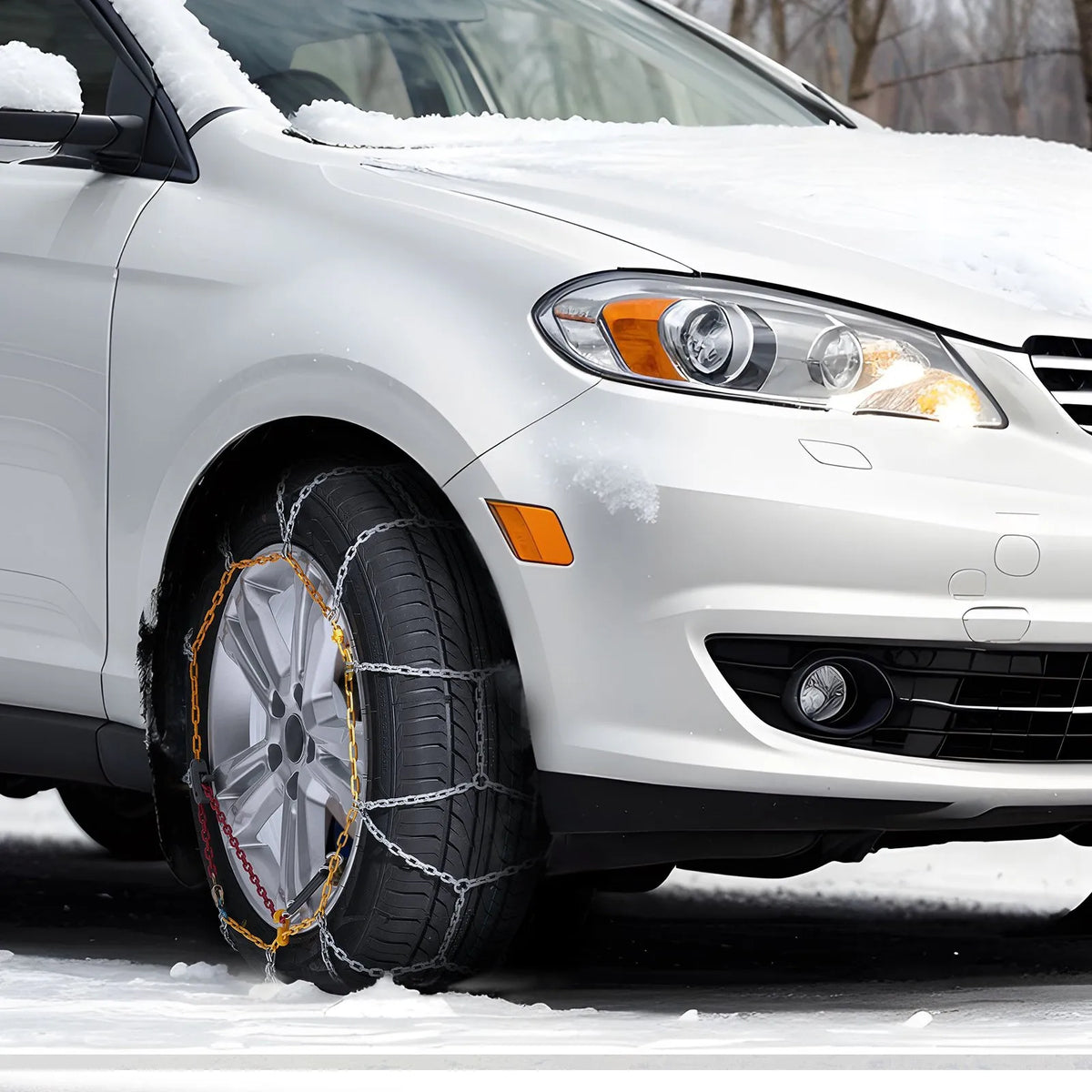 Snow chains, manganese steel, traction, silver, 2 pcs