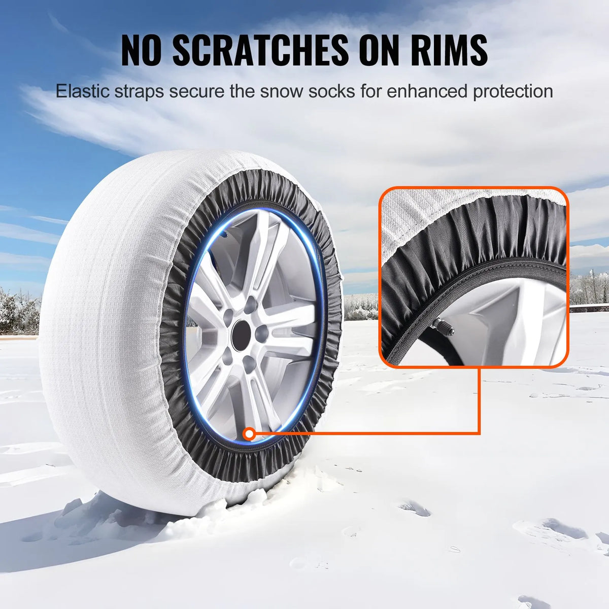Snow socks, thickened, tyre traction covers, 2 pcs, size L