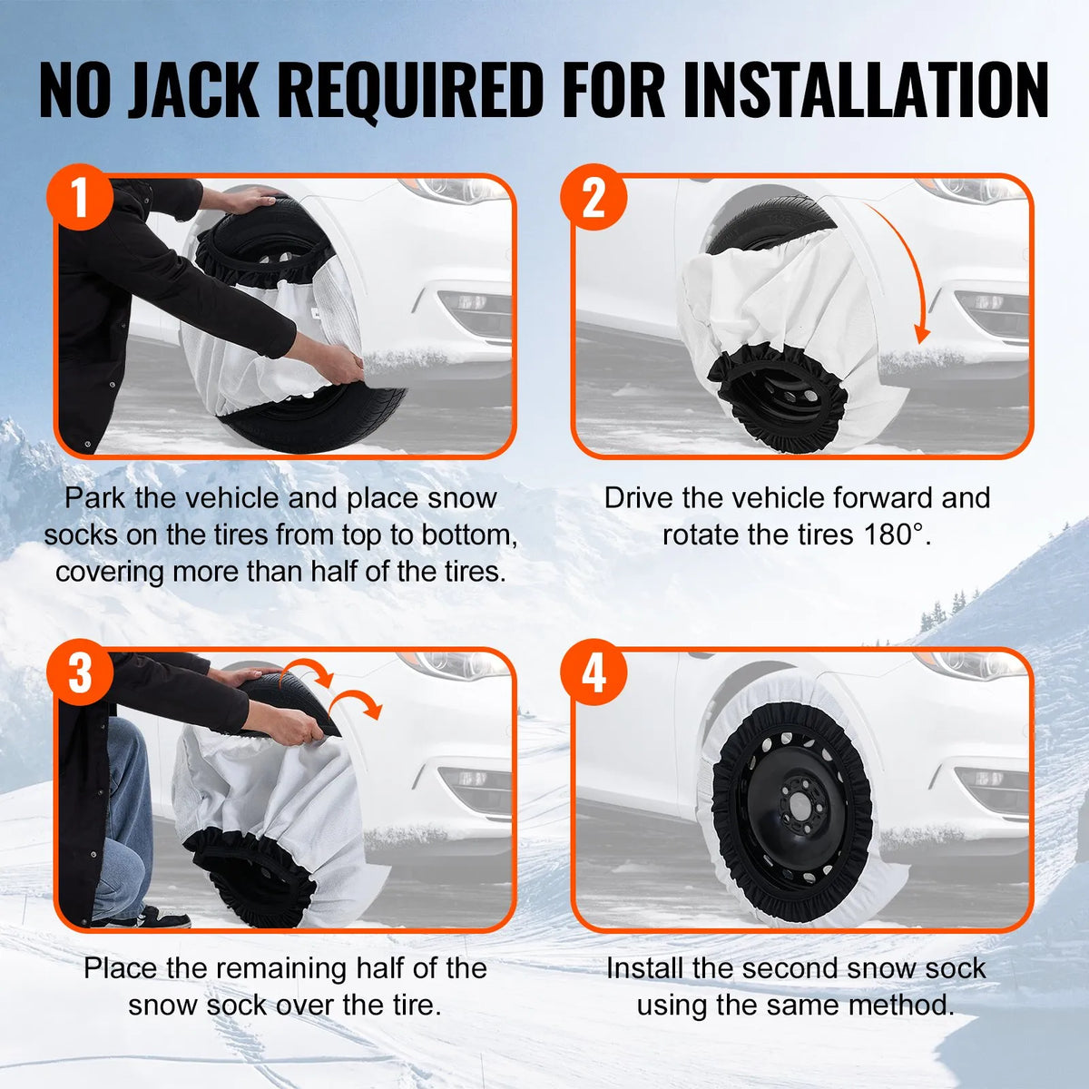 Snow socks, thickened, tyre traction covers, 2 pcs, size L